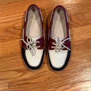 Brooks Brothers Navy/Red/White Leather Boat Shoes